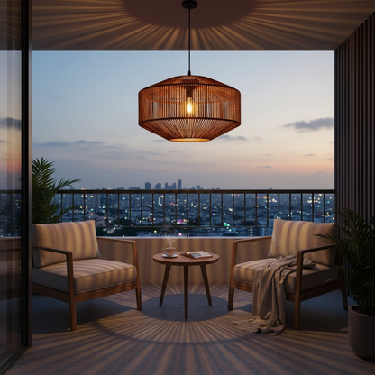 Linear Weave Drum Pendant  Lamp