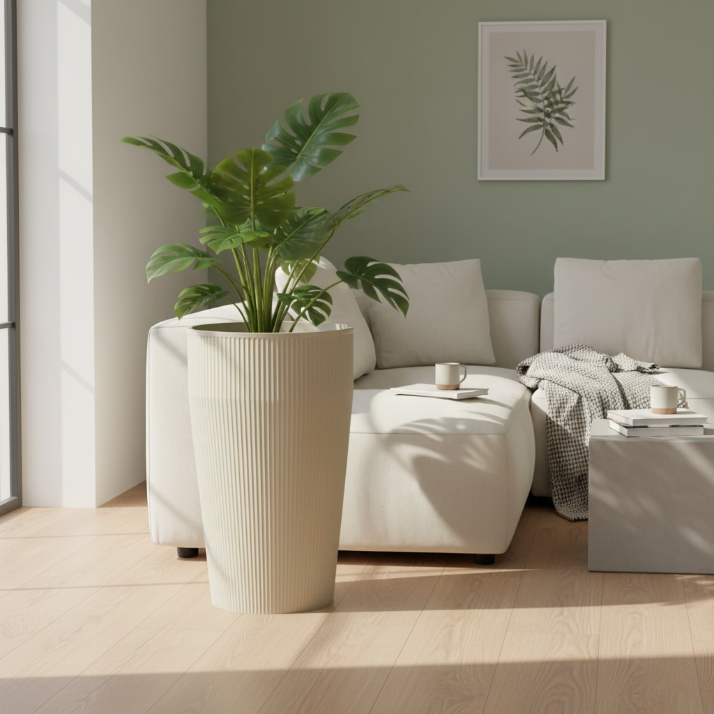 Fluted Ivory Planter