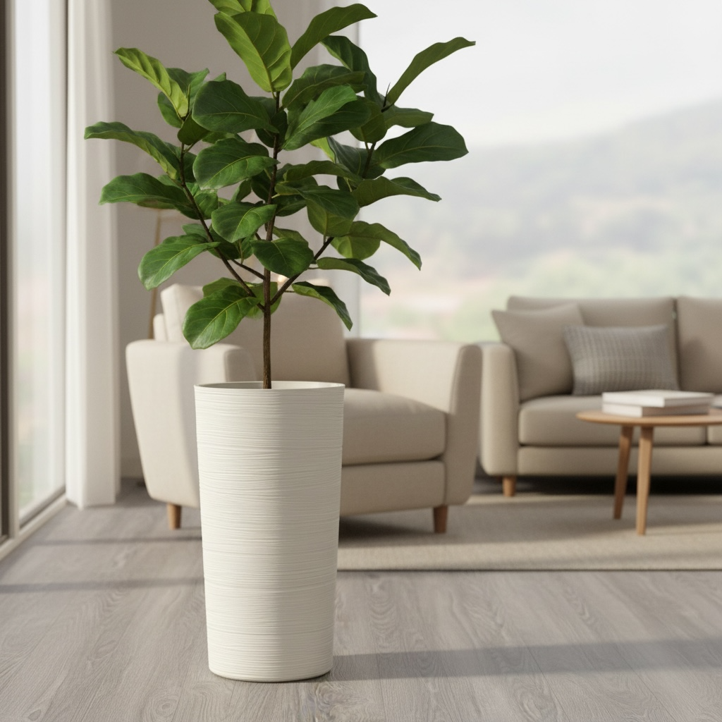 Ivory Ripple Vase Planter
