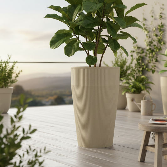 Fluted Ivory Planter