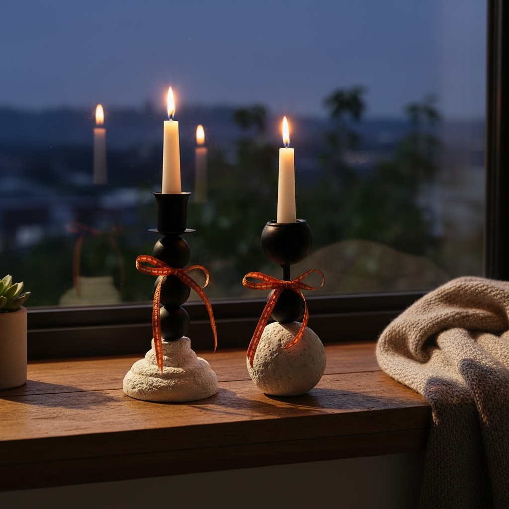 Rustic Harvest Candle Holders – Set of 2
