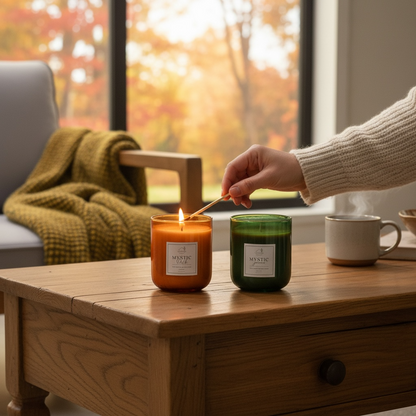 Golden Hearth Candle Jar Pair