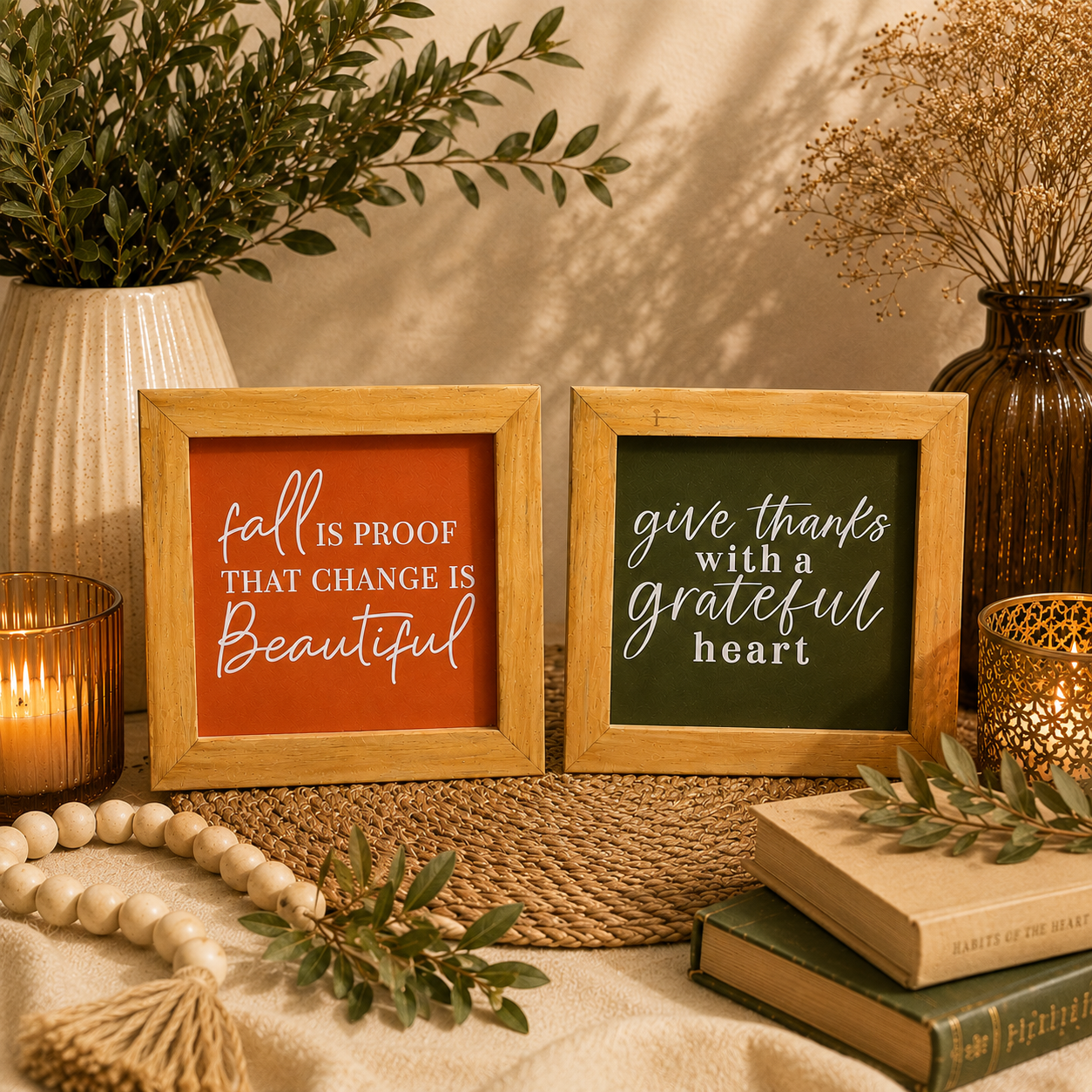 Rustic Gratitude Frames Set of 2