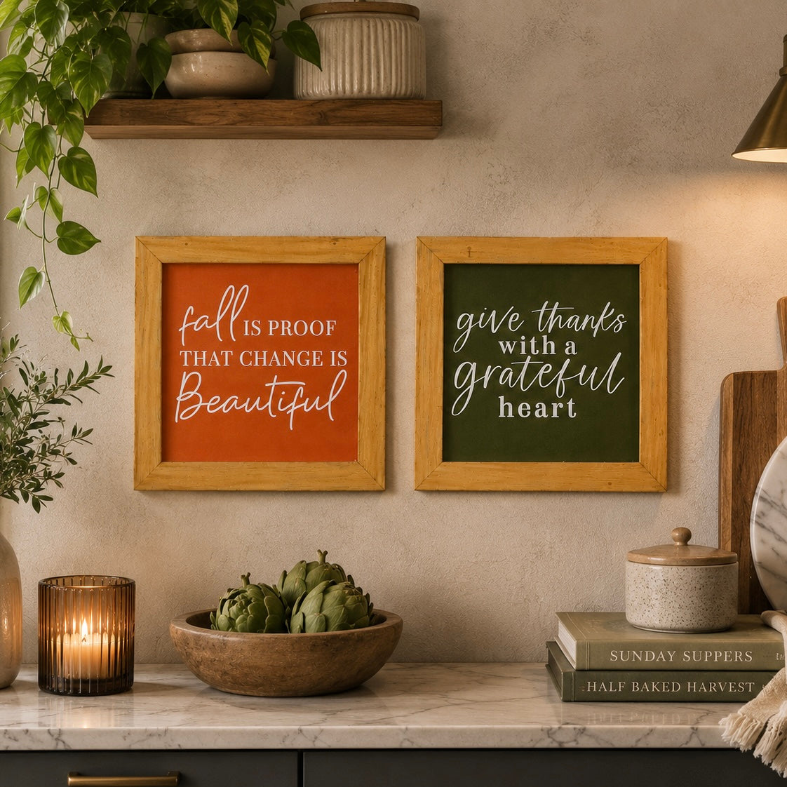 Rustic Gratitude Frames Set of 2