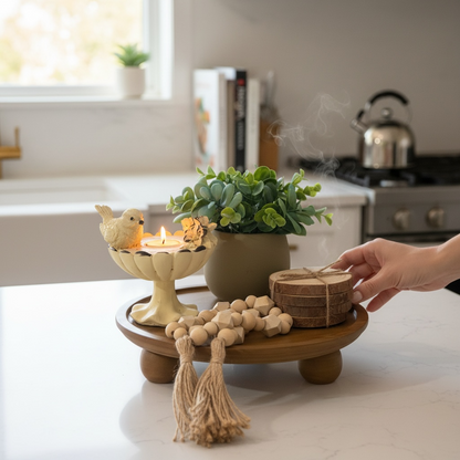 Rustic Charm Coffee Table Tray Arrangement