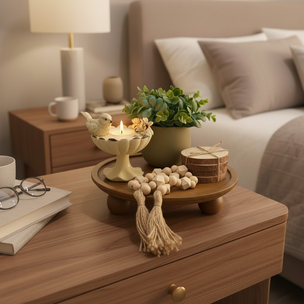 Rustic Charm Coffee Table Tray Arrangement