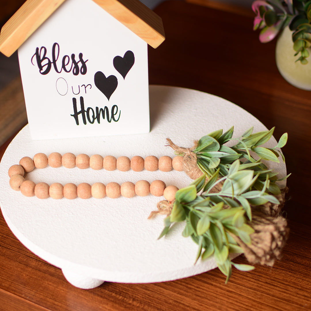 Mini beige Beads ghingham bow