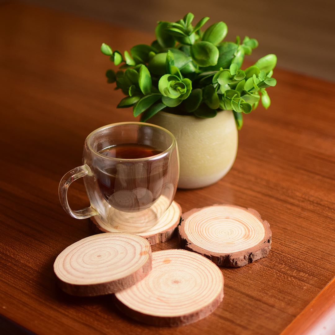 Wooden log coaster set of 4