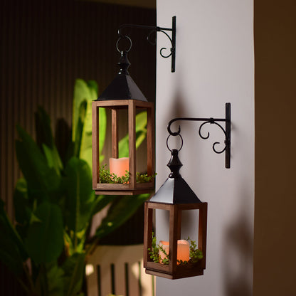 Wooden LED lantern(4 x 4 x 13)