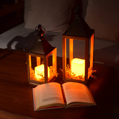 Wooden LED lantern(5 x 5 x 16)