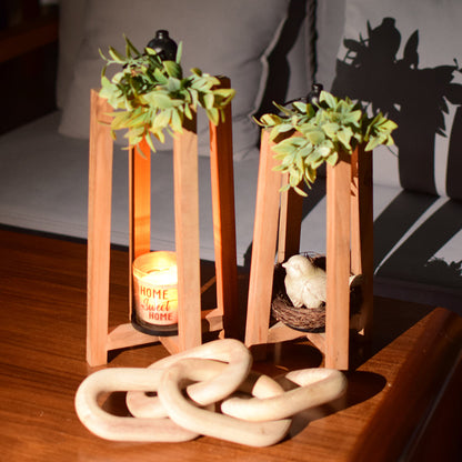 Brown rustic lantern(5 x 5 x 11.2)