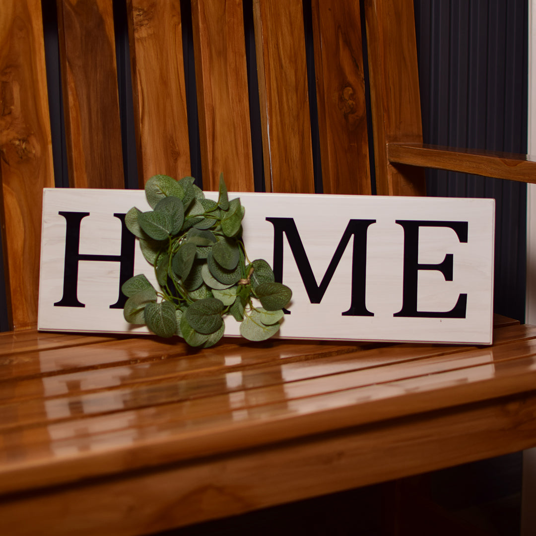 Home sign with eucalyptus wreath