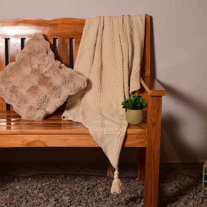 Beige  knitted Throws