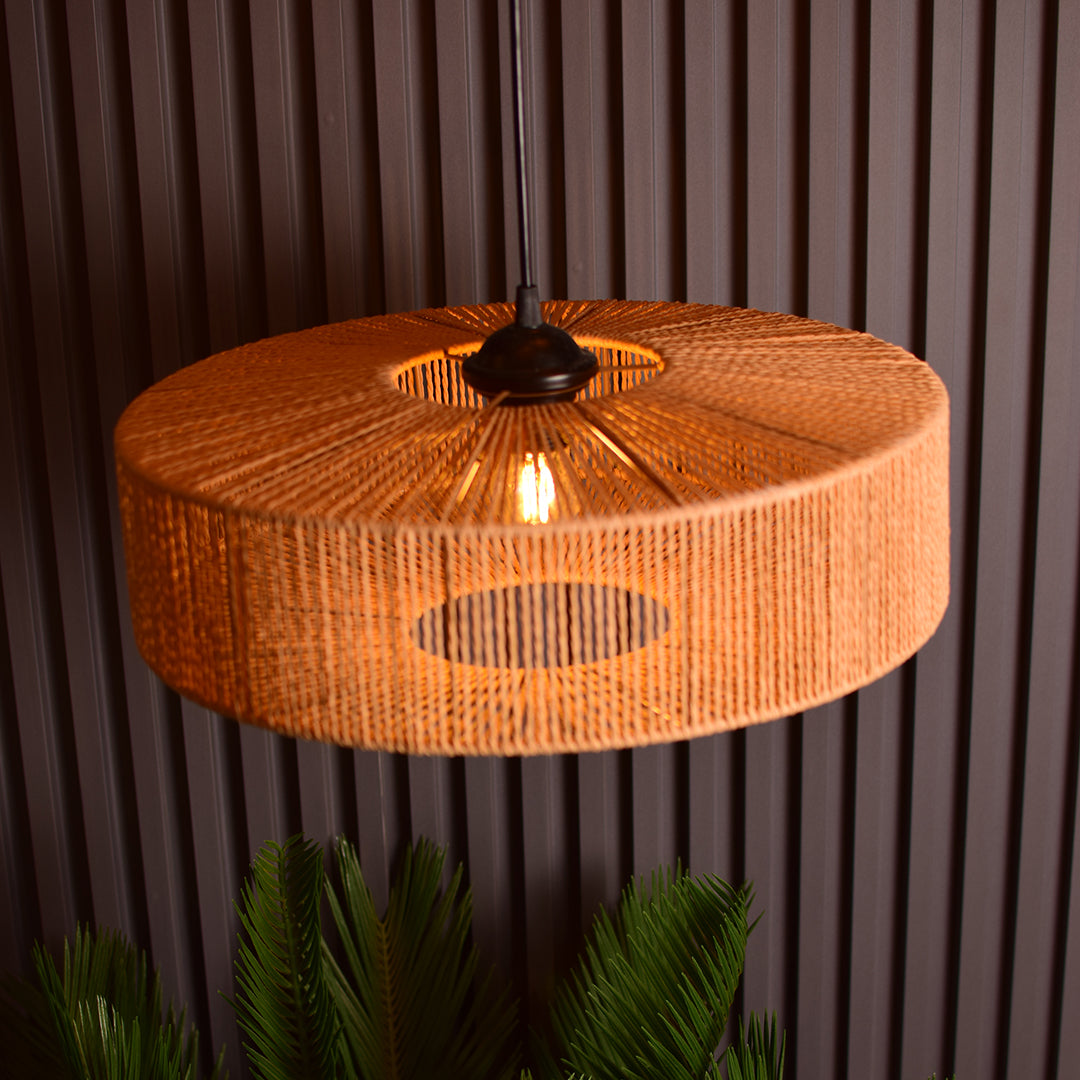 Round Woven Drum Lamp