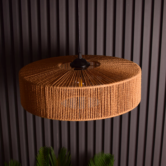 Round Woven Drum Lamp
