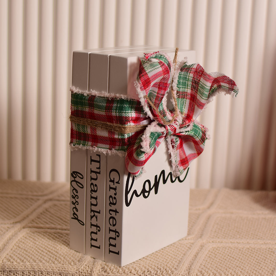 Grateful, Thankful, Blessed vintage bookstack