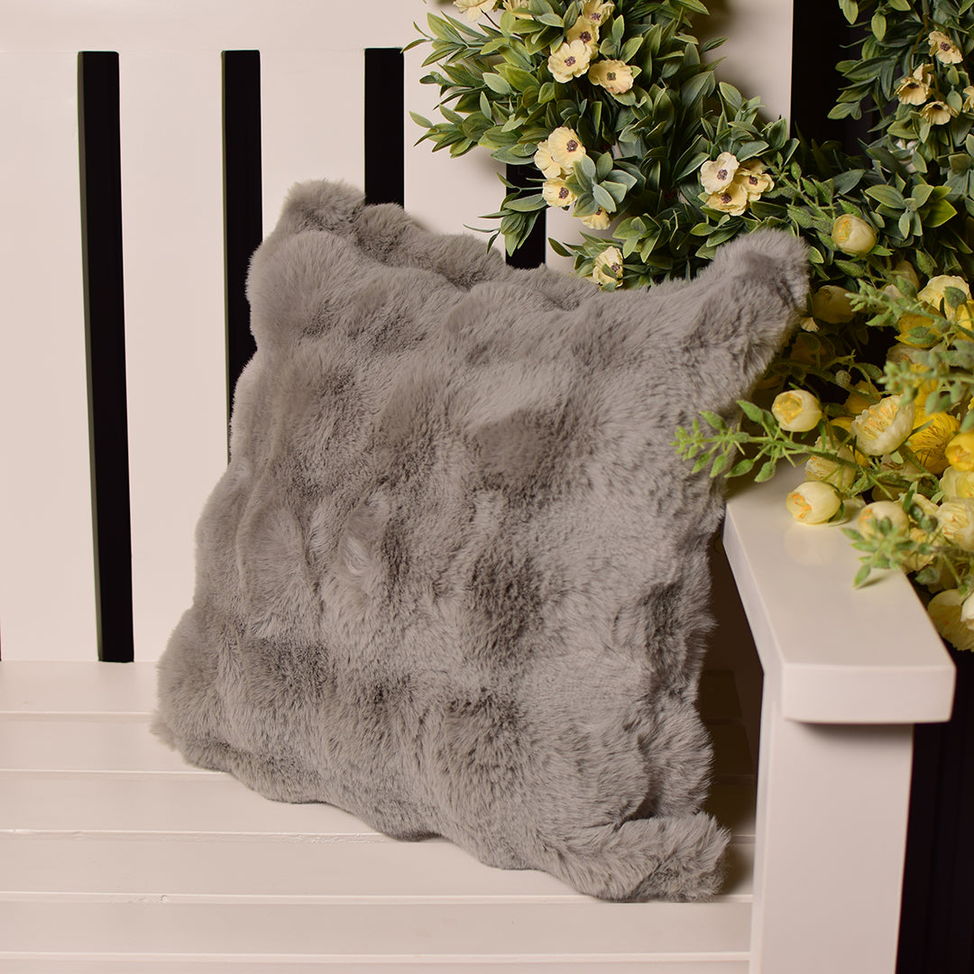 Grey Fur Cushion