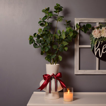 Modern Sculptural Vase with Christmas Ribbon