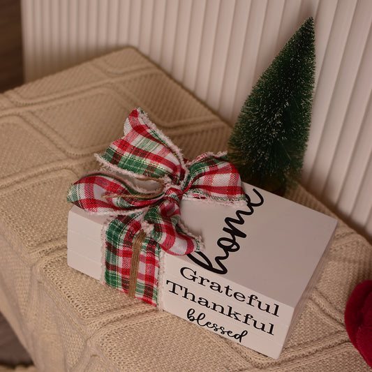 Grateful, Thankful, Blessed vintage bookstack