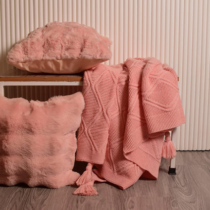 Pink knitted Throws